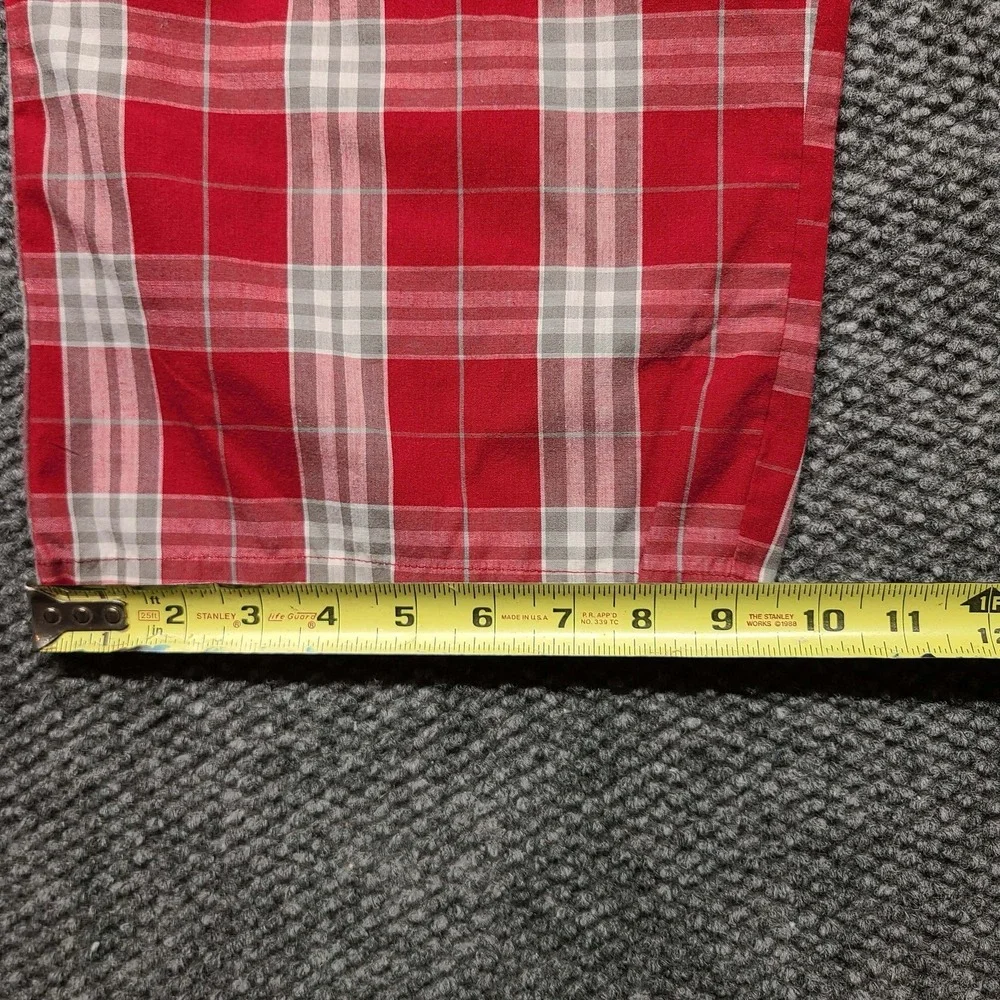Oklahoma  Women's Pajama Pants Red Plaid Flannel Cotton Waist Size XL Rhinestone
